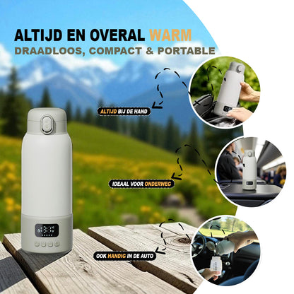 MilkReady Pro™  – Draadloze Babyflesverwarmer met Temperatuurregeling (37–100°C)