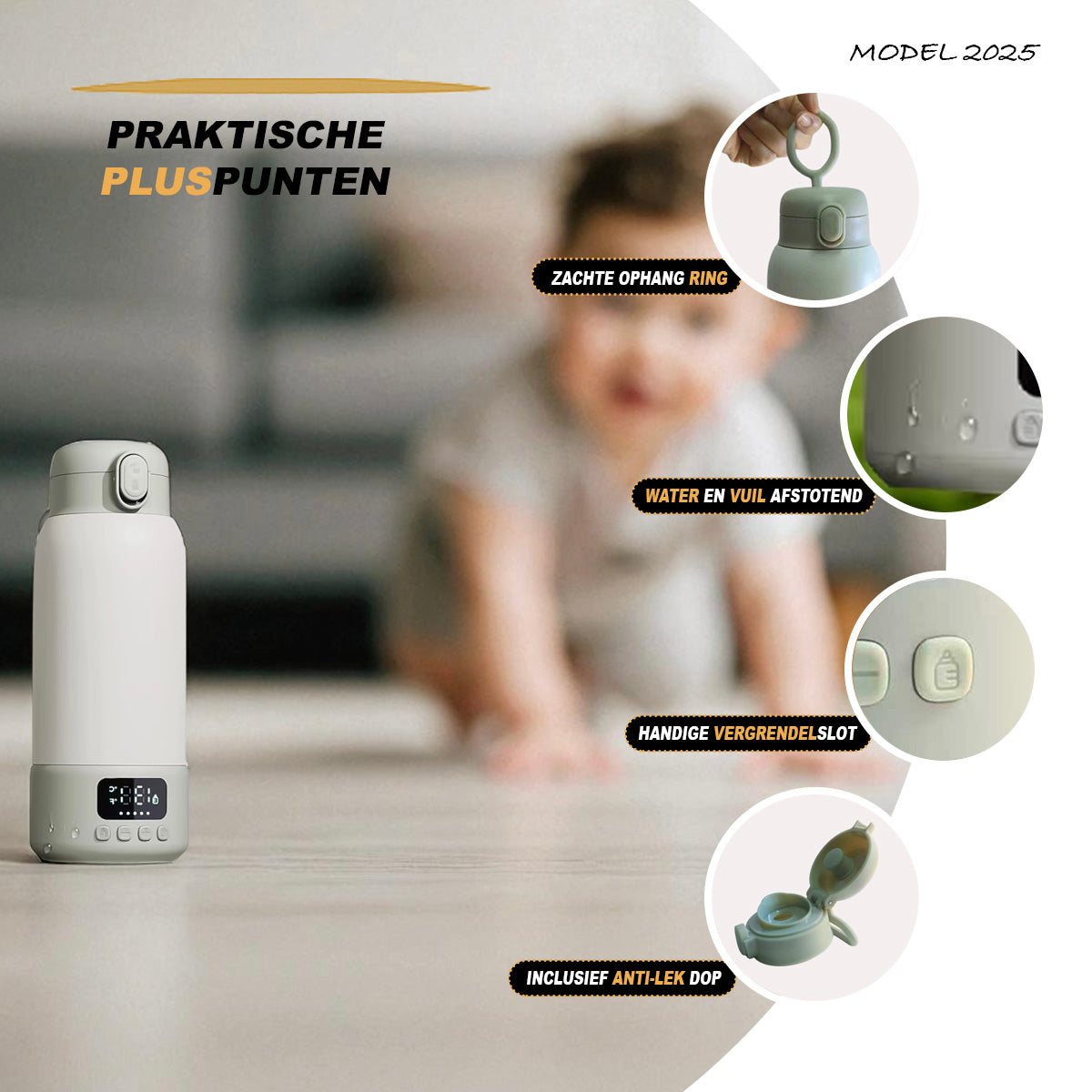 MilkReady Pro™  – Draadloze Babyflesverwarmer met Temperatuurregeling (37–100°C)