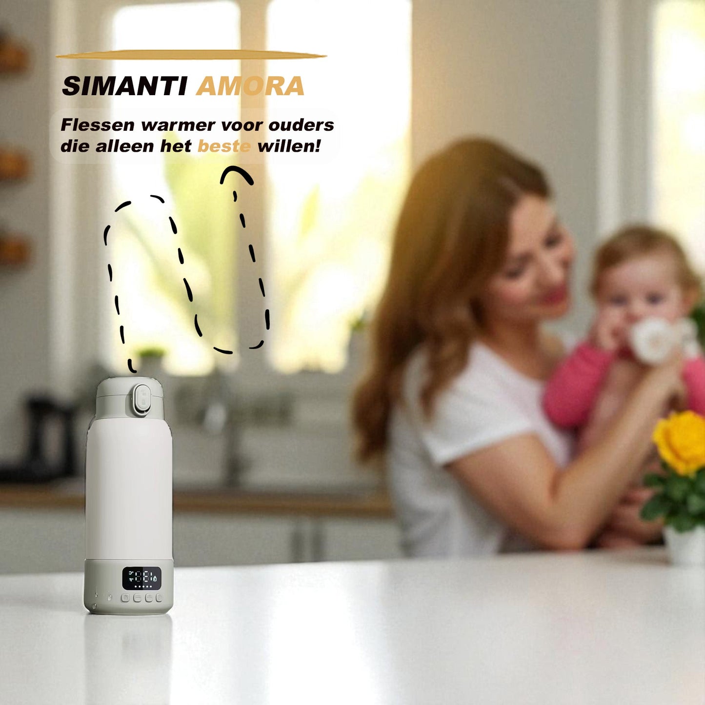 MilkReady Pro™  – Draadloze Babyflesverwarmer met Temperatuurregeling (37–100°C)